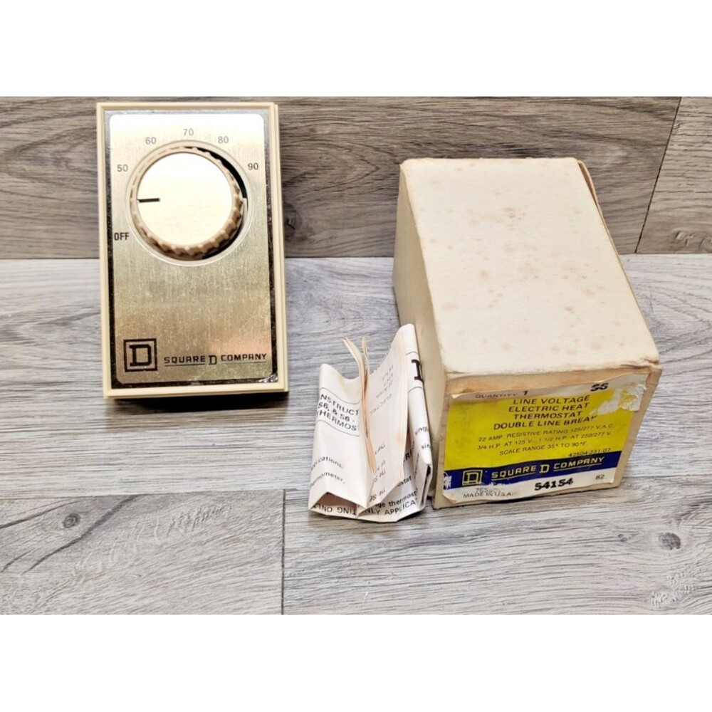 Square D Line Voltage Electric Heat Thermostat Double Line Break 125/277 54154